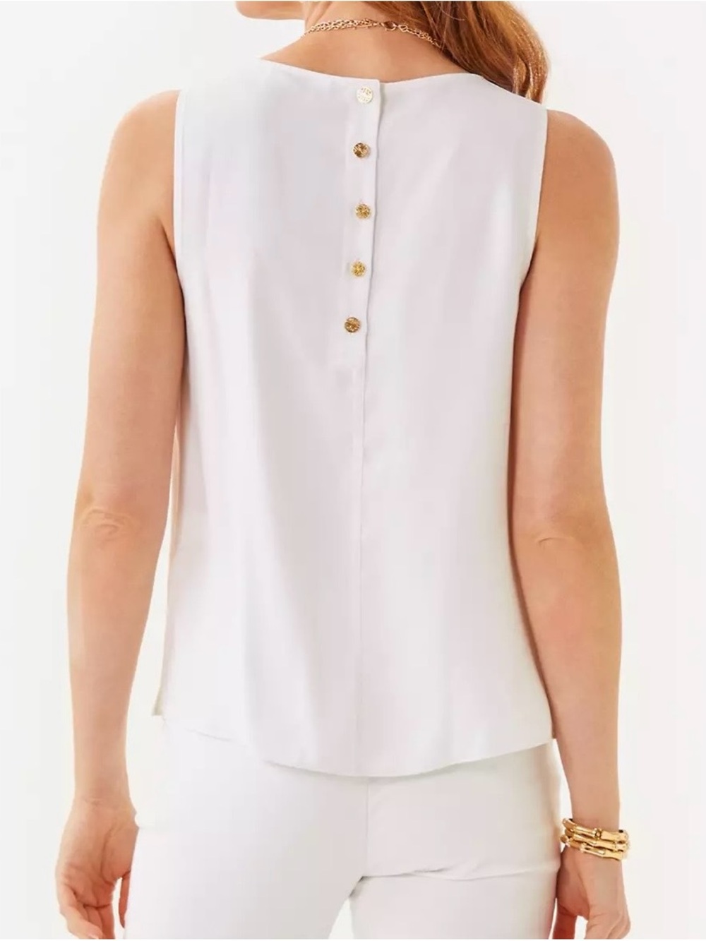 Lilly Pulitzer NEW Mollee Top In Resort White Sleeveless Sz.M Beach Summer-As Is